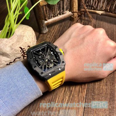 Clone Richard Mille RM 12-01 Black Bezel Yellow Rubber Watchband